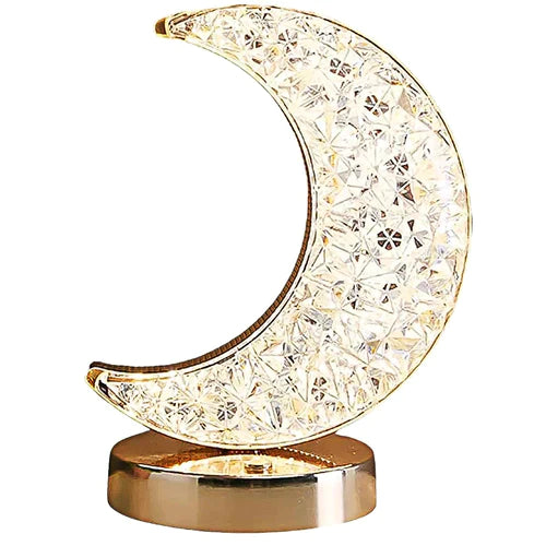 Rechargeable Crystal Moon Table Lamp || Touch Nightstand Light with 3 Color Modes || Ramadan Decorations